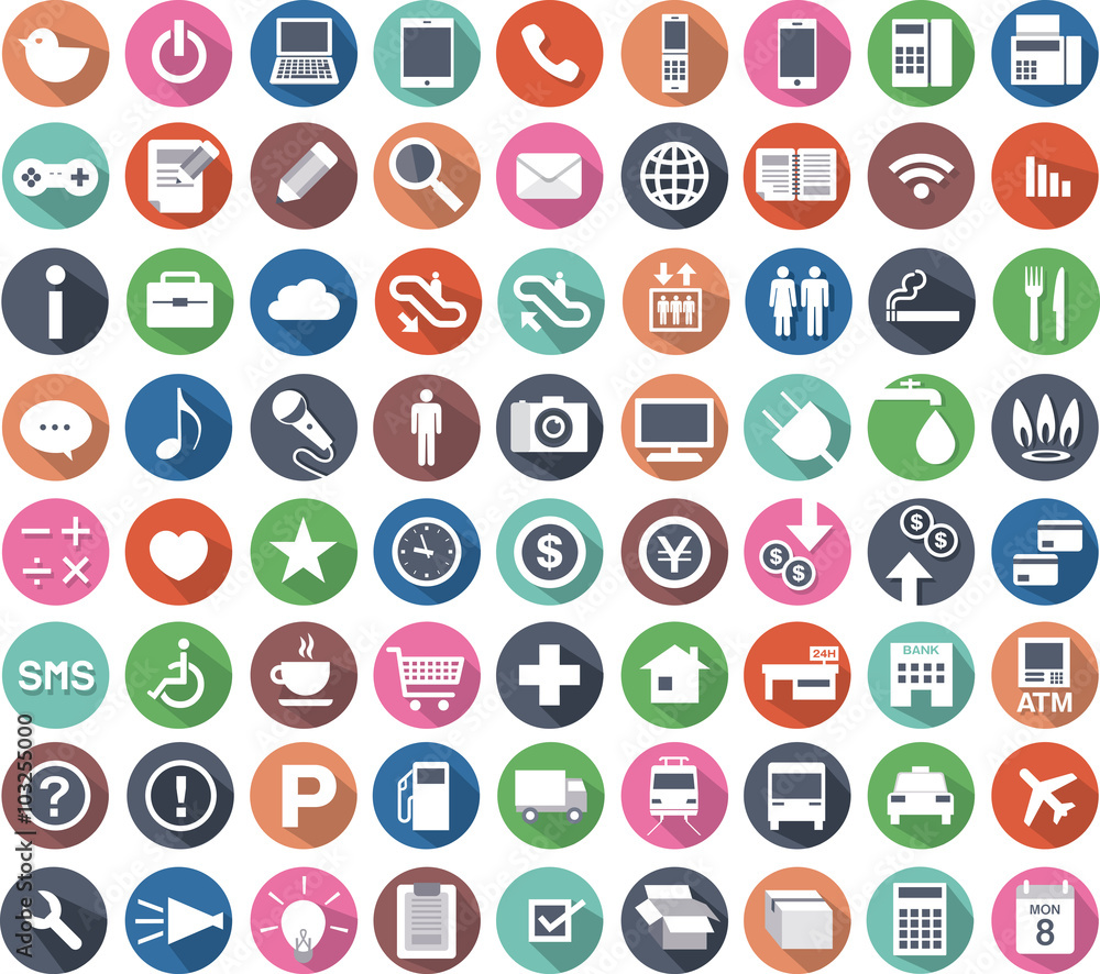 Flat icons with shadow Flat icons with shadow