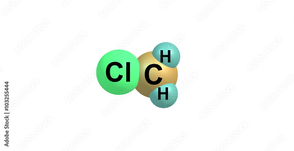 Chloromethane molecular structure isolated on white Chloromethane molecular structure isolated on white