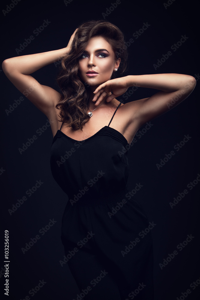 Beautiful woman in black dress Beautiful woman in black dress