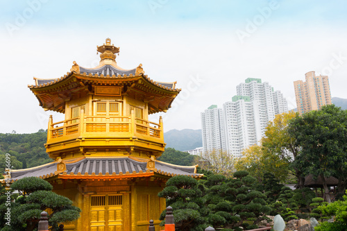 Golden Pavilion of Perfection in Nan Lian Garden, Hong Kong, China.