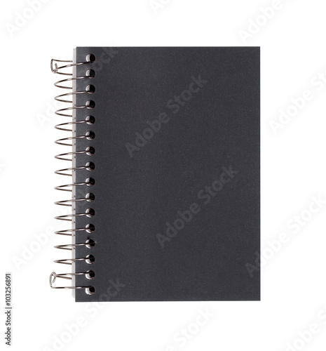 A black Notebook Isolated On a White background.
