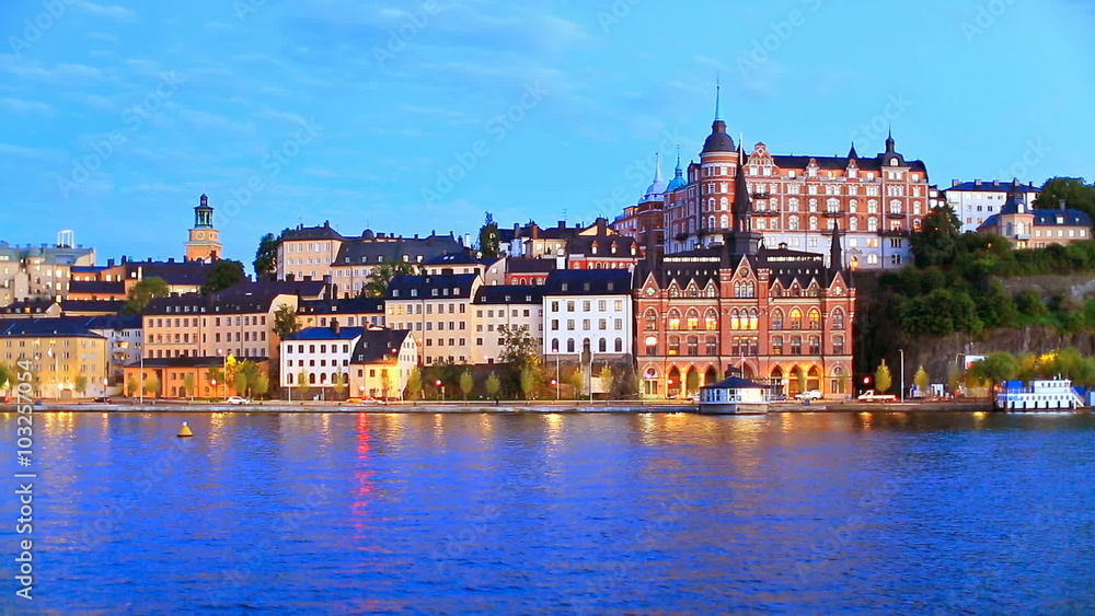 Evening scenery of the Old Town in Stockholm, Sweden