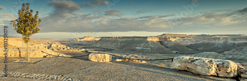 Canvas Print Public view point on valley of the spring Tsin in Ein Avdat National park, deser