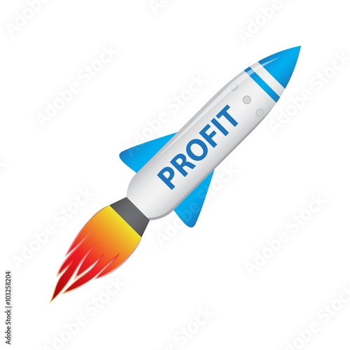 Profit rocket on a white background, vector illustration