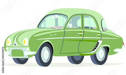 Caricatura verde vista frontal y lateral