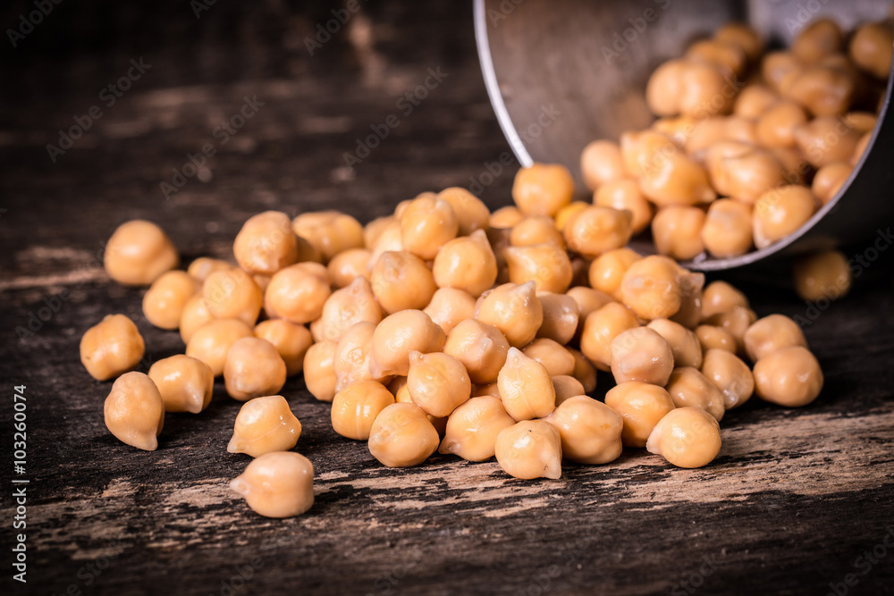chickpeas on rustic background, healthy food concept chickpeas on rustic background, healthy food concept