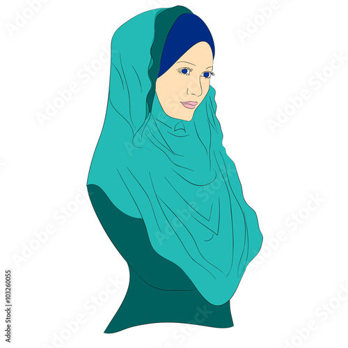 muslim girl dressed in colored hijab
