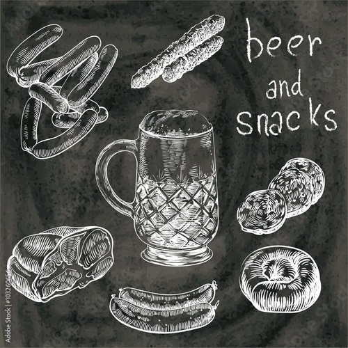 draft beer and snacks