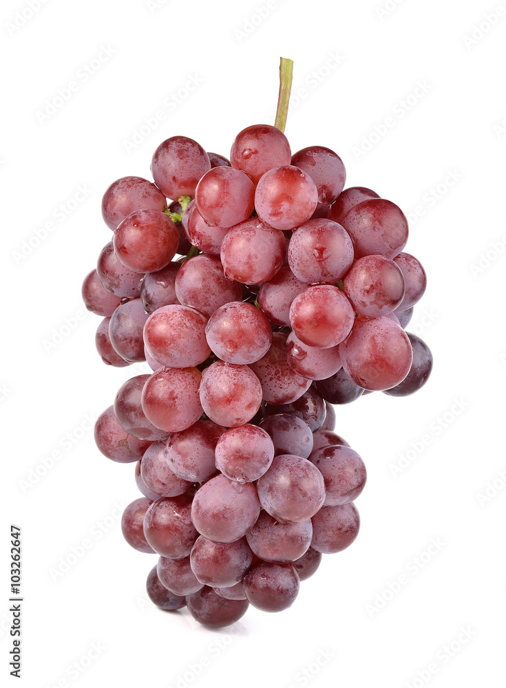 red grapes  on white background