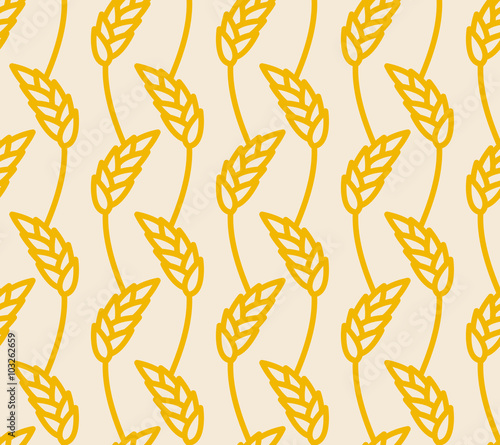 Wheat ears seamless pattern. Golden Rye background. Wheatfield i
