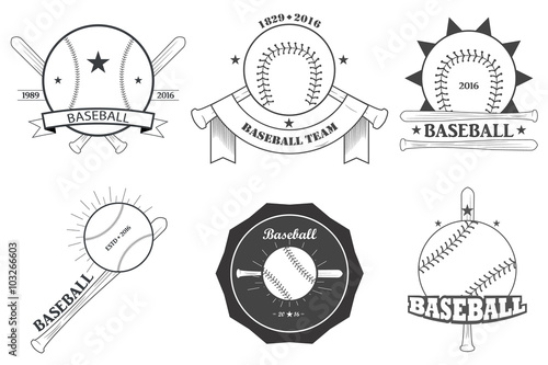 A set of baseball emblems,labels, badges and logos Monochrome style