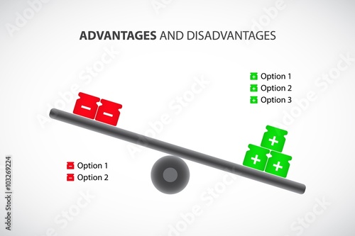 Disadvantages and Advantages / Balance / positive and negative factors - vector infographic