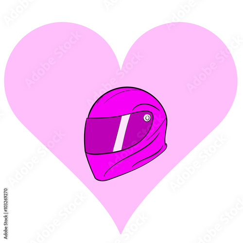 Crash helmet in pink heart