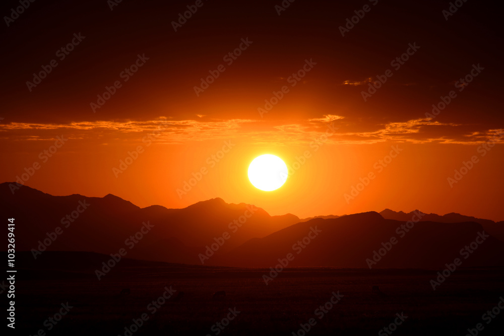 Sunset over Namib Naukluft National Park, Namibia Sunset over Namib Naukluft National Park, Namibia