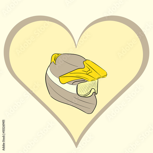 Motorcycle helmet in brown heart