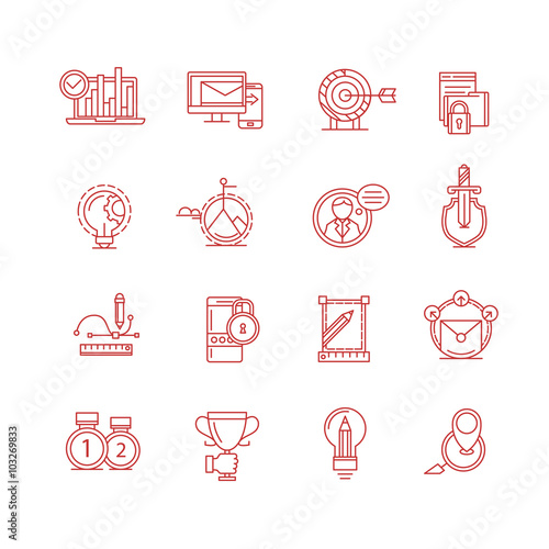 Modern thin line icons set for business