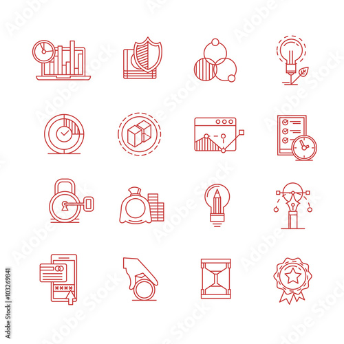 Modern thin line icons set for business