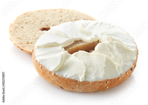 Fényképezés Bagel with cream cheese