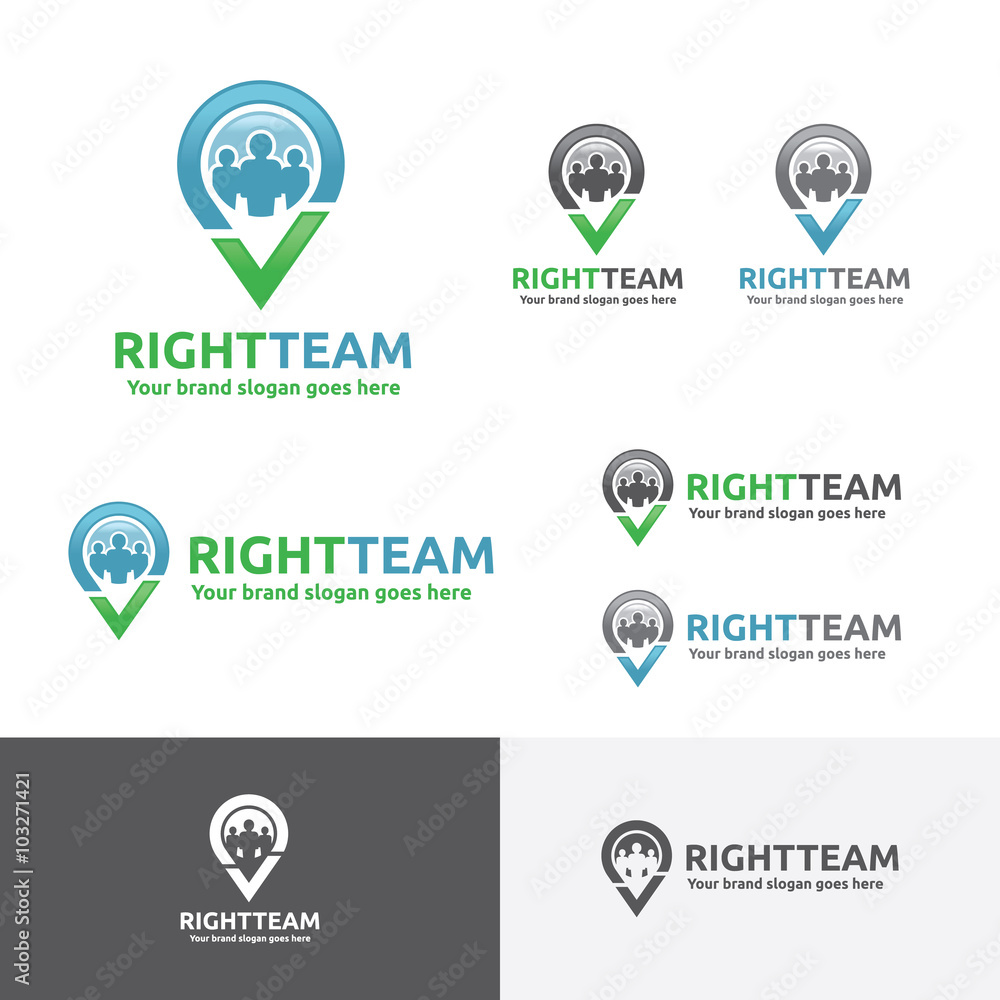 Right Team Job Logo, Team Check Business Identity