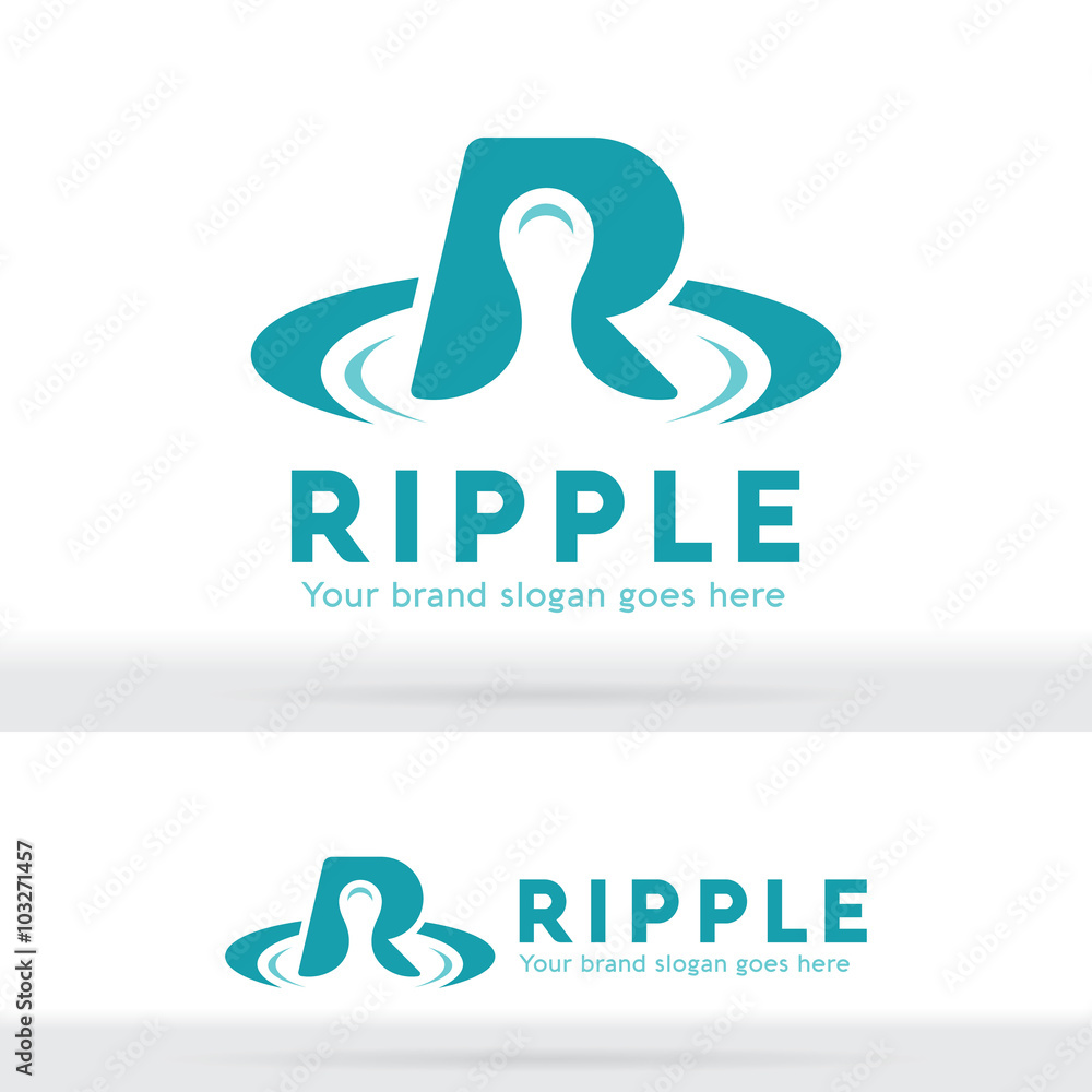 Ripple Letter R Logo, water ripple Letter R Brand Identity Ripple Letter R Logo, water ripple Letter R Brand Identity