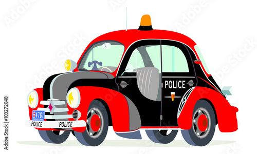 Caricatura Renault 4CV policía Mónaco vista frontal y lateral