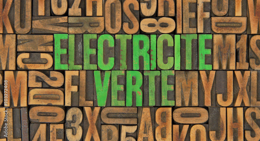 Electricité Verte / caracteres d'imprimerie en bois Electricité Verte / caracteres d'imprimerie en bois