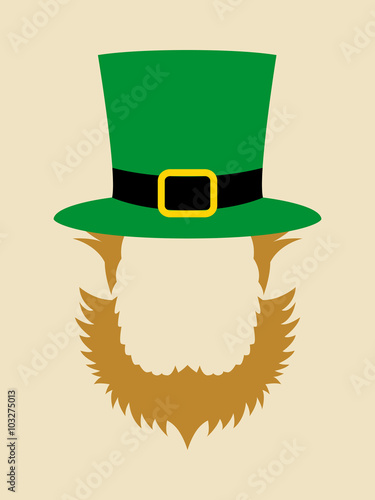 Face symbol of leprechaun with green hat