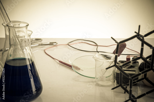 Chemical laboratory equipment. Flasks and test tubes © plufflyman