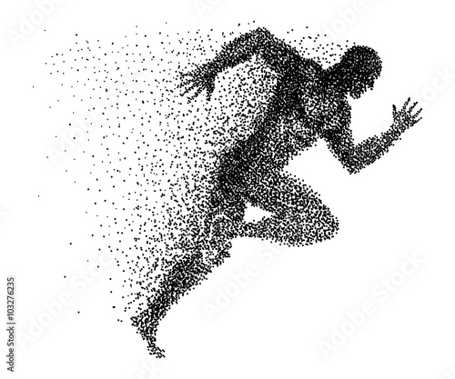 A sprinter made from small dots