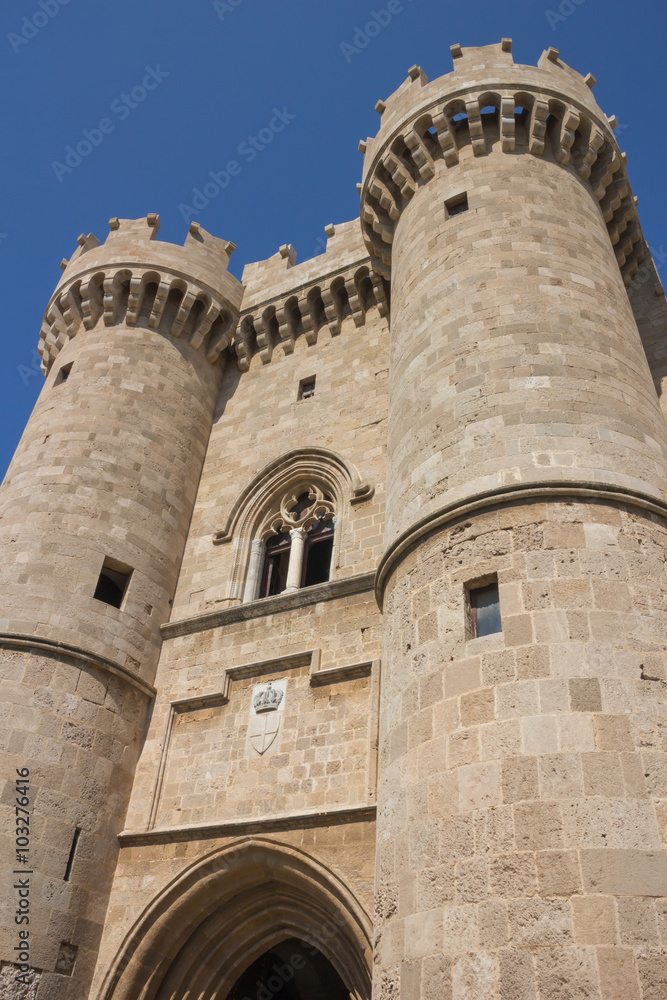 castle facade in rhodes