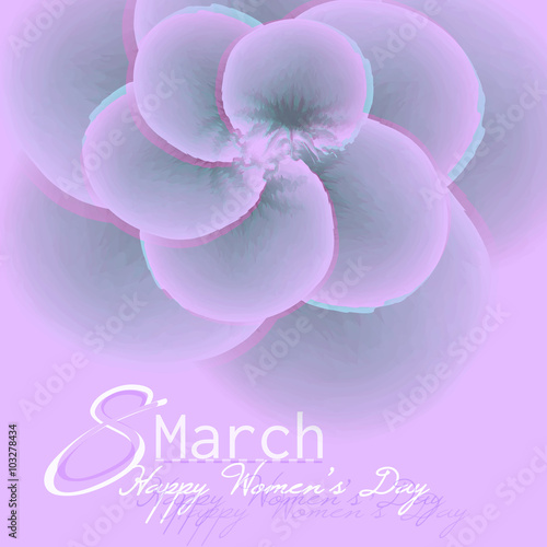 March 8 greeting card. Background template for International Women's Day. Vector.