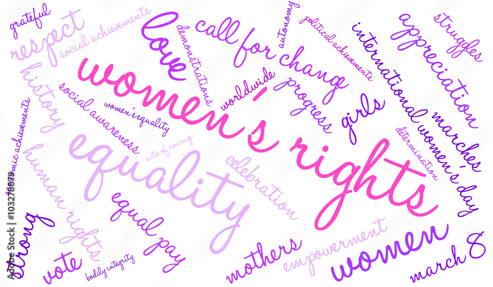 Women's Rights Word Cloud on a white background. Women's Rights Word Cloud on a white background.