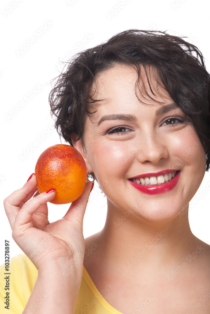 Woman with red orange Woman with red orange