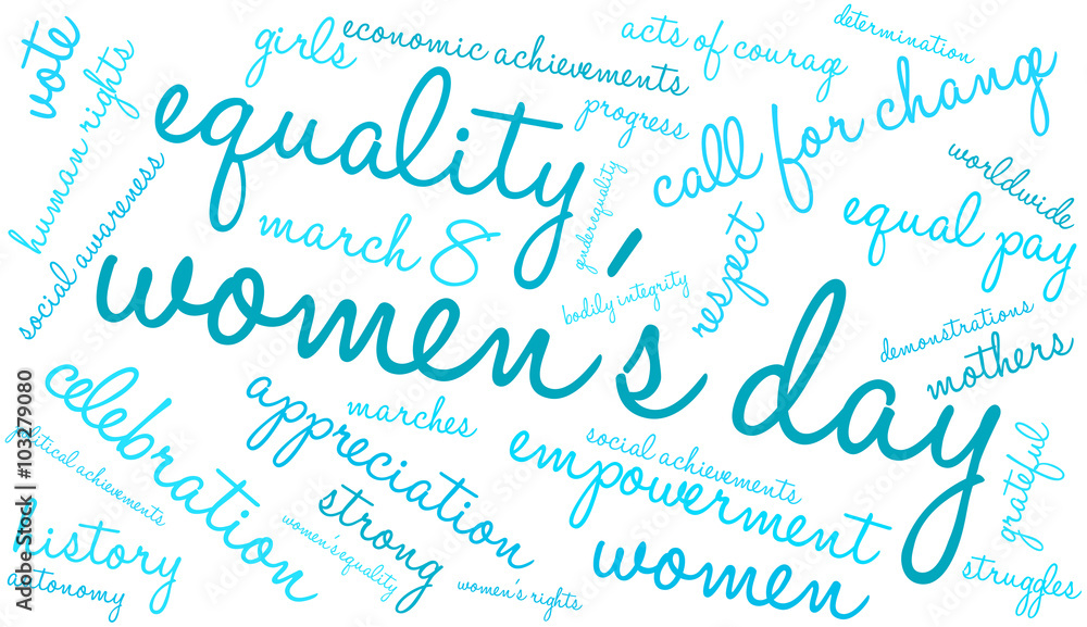 Women's Day Word Cloud on a white background. Women's Day Word Cloud on a white background.