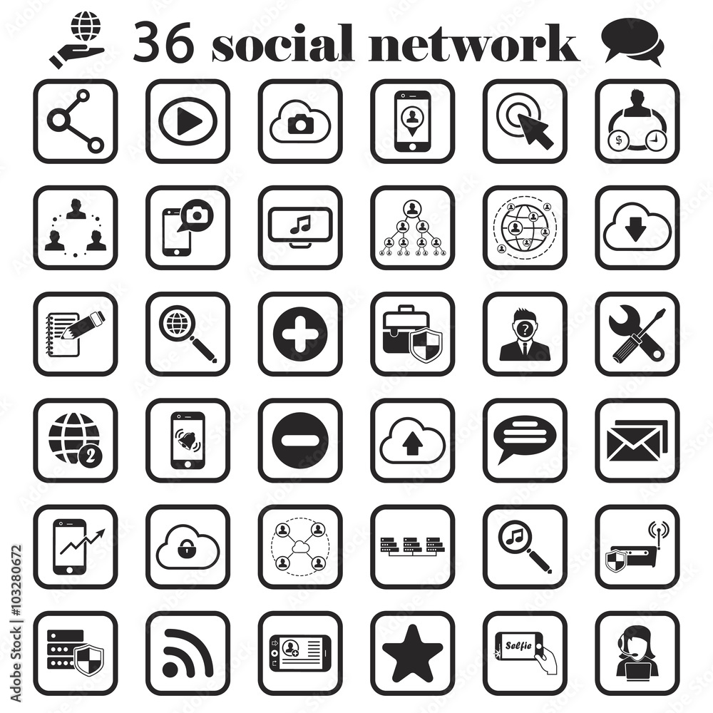 social network set icon social network set icon
