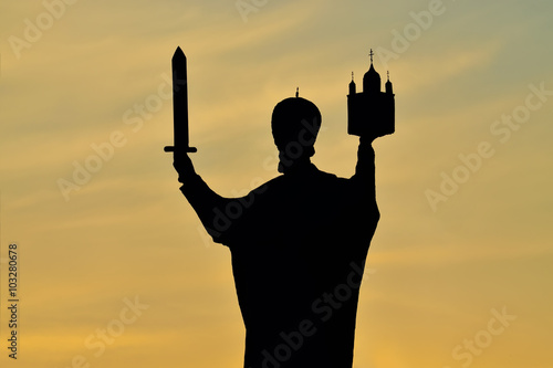 Silhouette of monument to Nicholas the Wonderworker. Kaliningrad