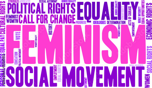 Feminism Word Cloud on a white background. 