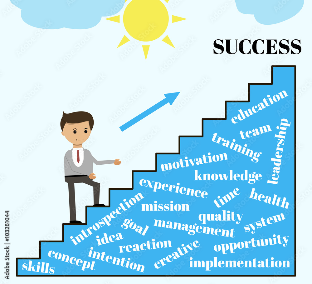 Business concept in flat design. Goes up on the ladder of success. Vector Business concept in flat design. Goes up on the ladder of success. Vector