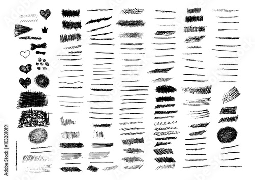 Vector set of grunge texture brush strokes and stains. © Olga_Rom