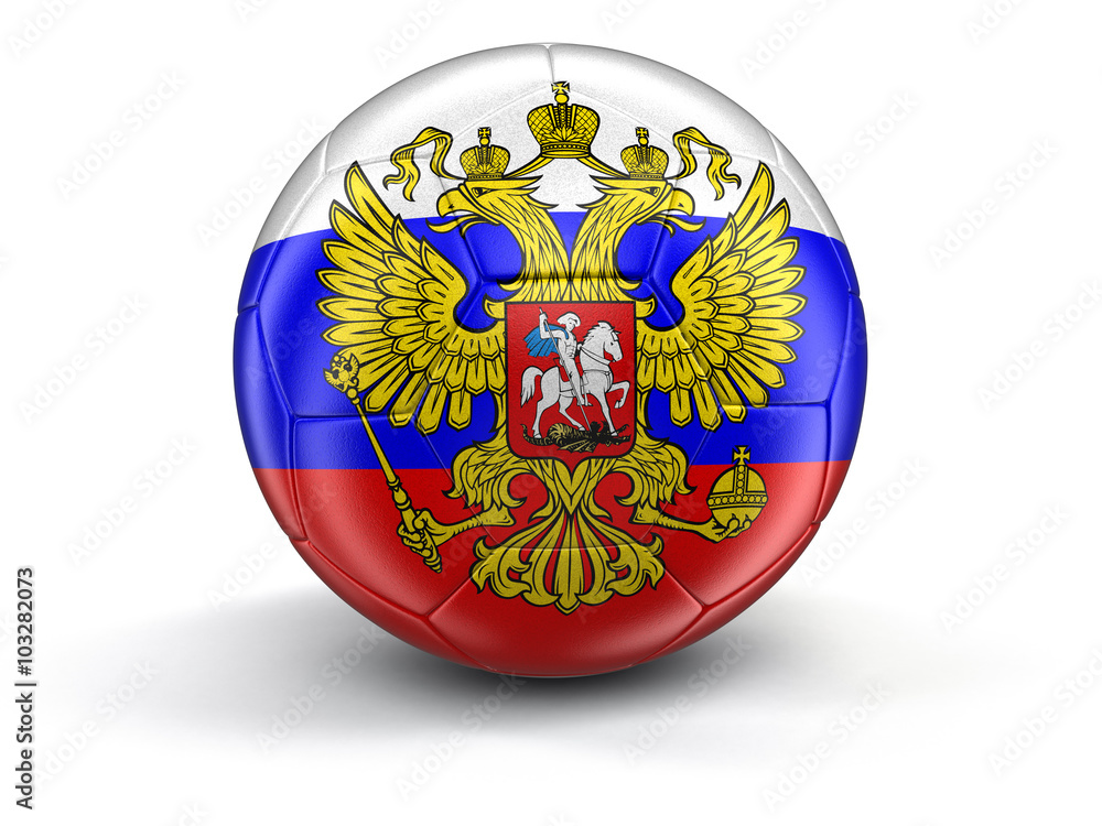Soccer football with Russian flag. Image with clipping path Soccer football with Russian flag. Image with clipping path