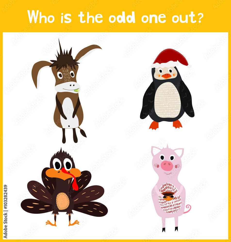 Children colorful educational cartoon game puzzle page for children's books and magazines on the theme extra find the animal among the animals living on the farm. Vector Stock Vector | Adobe Stock Children colorful educational cartoon game puzzle page for children's books and magazines on the theme extra find the animal among the animals living on the farm. Vector Stock Vector | Adobe Stock