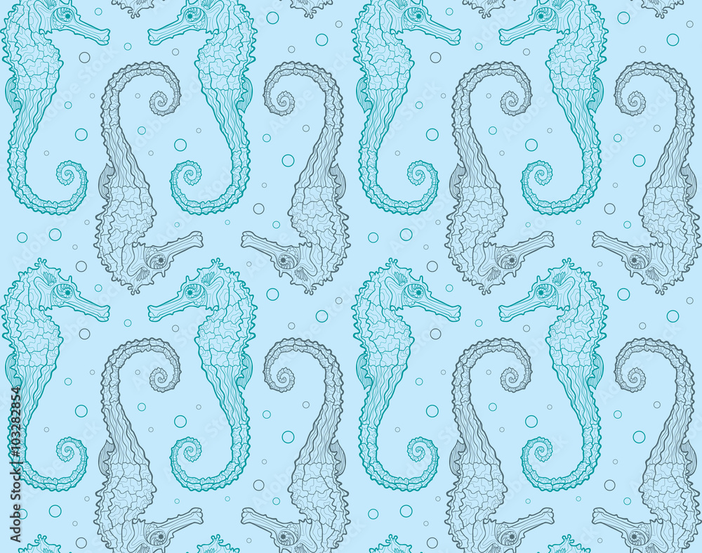 Seamless background pattern with seahorses Seamless background pattern with seahorses