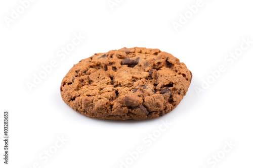 Chocolate chip cookie isolated on white