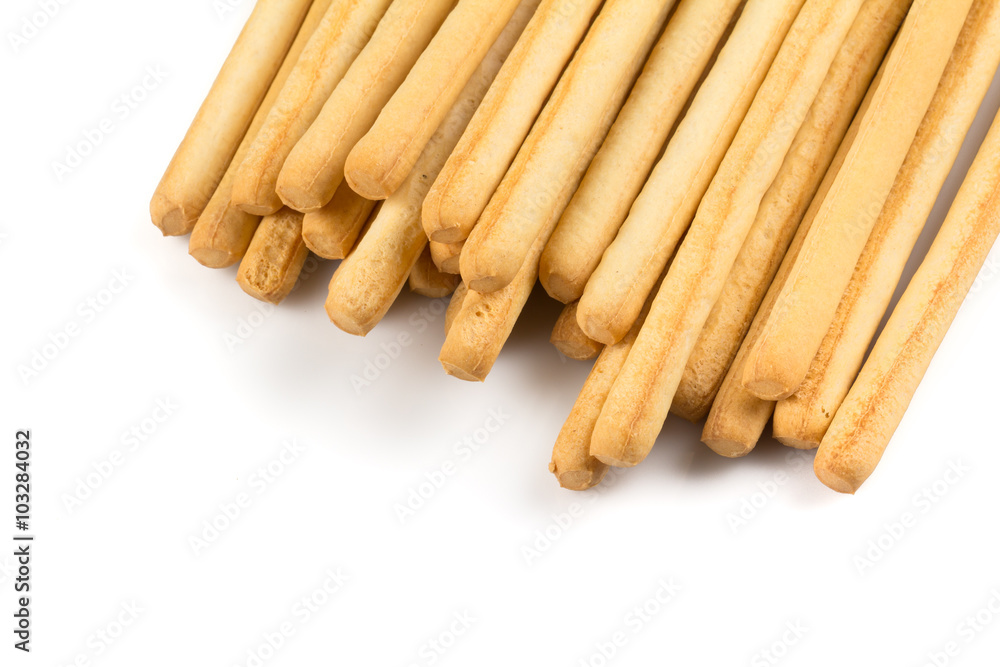 bread sticks on white background