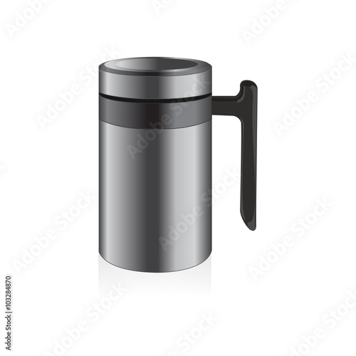 Vector thermo mug, travel mug, thermos isolated on white background