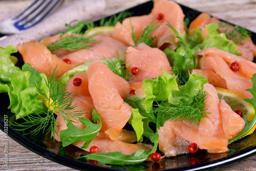 Holiday appetizer of smoked salmon
