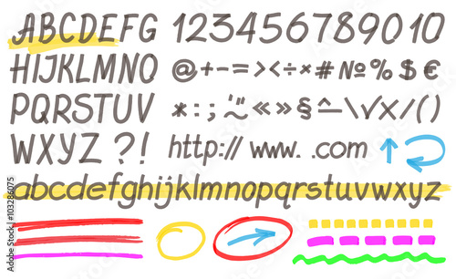 Handwritten Highlighter Alphabet
