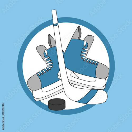 Emblem hockey - skates, stick and puck.