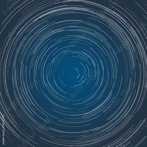 Startrails on blue night sky. Vector illustration.