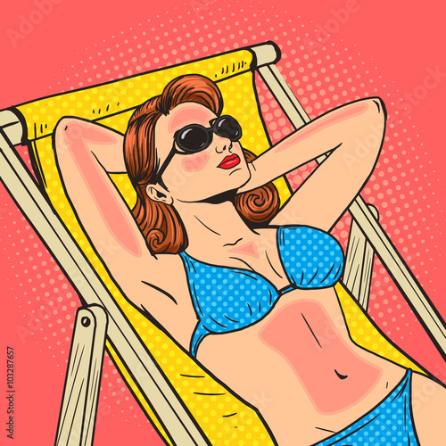Woman got a sunburn pop art vector